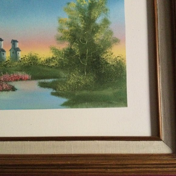 Wood Framed art painting Country landscape scene - Picture 5 of 7